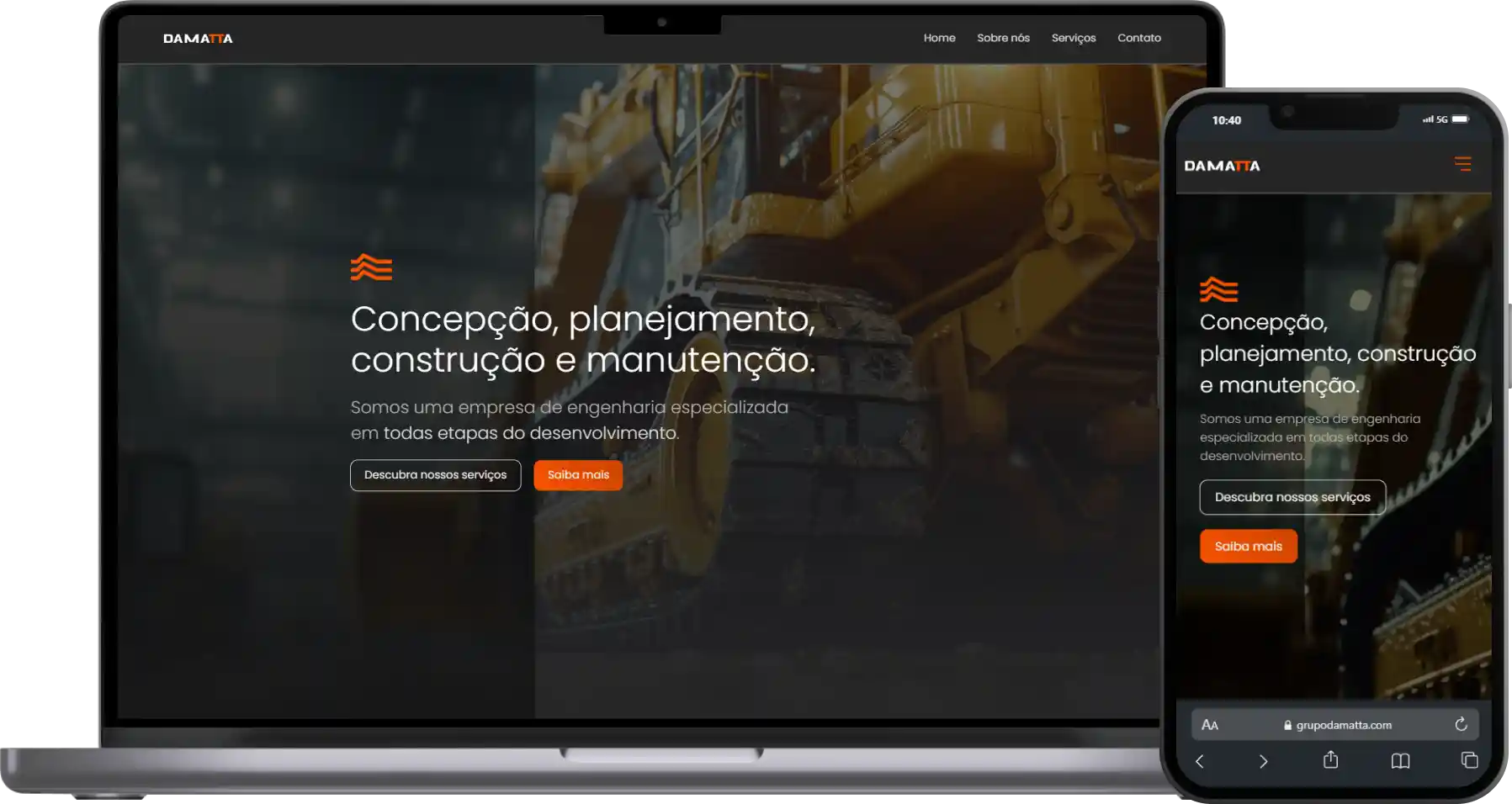 mockup site Grupo Damatta